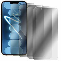 Somikon 4r-Set Schutzfolien aus gehärtetem Glas, iPhone 14 Somikon Schutzfolien aus gehärtetem Glas mit Anti-Spy-Schutz für iPhone, inkl. Installations-Werkzeug 