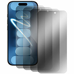 Somikon 4er-Set Schutzfolien, gehärtetes Glas, iPhone 16 ProMax Somikon Schutzfolien aus gehärtetem Glas mit Anti-Spy-Schutz für iPhone, inkl. Installations-Werkzeug
