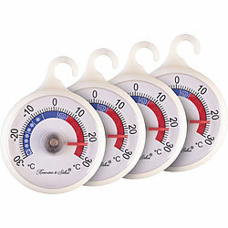 Rosenstein & Söhne 4er-Set Gefrier- & Kühlschrankthermometer, farbige Zonen, 51mm Anzeige Rosenstein & Söhne Analoge Gefrier- und Kühlschrankthermometer