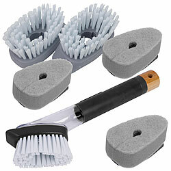 Sichler Haushaltsgeräte Spülbürste mit Spülmittelspender, je 2 Ersatz-Bürstenköpfe & -Schwämme Sichler Haushaltsgeräte Spülbürsten mit Spülmittelspender