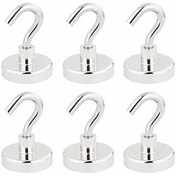 infactory 6er-Set Magnethaken, je 38 kg Haftkraft , 32 mm Durchmesser infactory Magnethaken