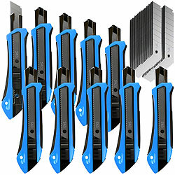 AGT 10er-Set Cuttermesser mit 40 Ersatzklingen aus SK5-Stahl, 18 mm AGT Cuttermesser-Sets mit Ersatzklingen