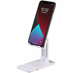 Callstel Verstellbare Universal-Handy- & Tablethalterung, klappbar, rutschfest Callstel Faltbare Tisch-Handyhalterungen