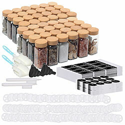 Rosenstein & Söhne 48er-Set Gewürzgläser mit Bambusdeckel, je 120 ml, 480 Etiketten Rosenstein & Söhne Gewürzgläser-Sets