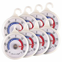 Rosenstein & Söhne 8er-Set Gefrier- & Kühlschrankthermometer, farbige Zonen, 51mm Anzeige Rosenstein & Söhne Analoge Gefrier- und Kühlschrankthermometer
