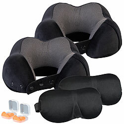 newgen medicals 2er-Set Ergonomisches Nackenkissen, Memory-Schaum, 3-teilig, Reise-Set newgen medicals Memory-Foam-Nackenhörnchen