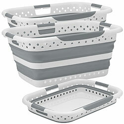 infactory 2er Faltbarer Wäschekorb mit Belüftungslöchern und 3 Griffe, 28 Liter infactory Faltbare Wäschekorbe mit Belüftungslöchern