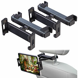 Callstel 2er-Set Universal-Kopfstützhalterung für Tablet mit 4,7" bis 13", 360° Callstel Universal-Kfz-Kopfstützhalterungen für Tablets, ausziehbar 