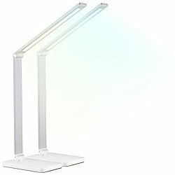 Lunartec 2er-Set Aluminium-Schreibtischleuchte, CCT, 660 lm, USB, silber/weiß Lunartec Alu-Schreibtischleuchten mit CCT