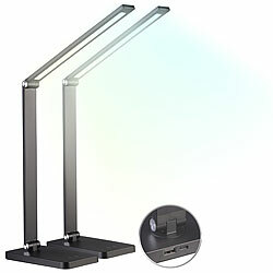 Lunartec 2er-Set Aluminium-Akku-Schreibtischleuchte, CCT, 280 lm, USB, schwarz Lunartec Aufladbare Alu-Tischlampen mit CCT