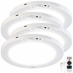 Luminea 4er-Set LED-Akku-Decken- & Wandleuchte, Bewegungssensor, Fernbedienung Luminea LED Decken- und Wandleuchten mit Bewegungsmelder