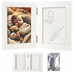 Your Design Gipsabdruck-Set mit 2-teiligem Holzrahmen für Baby-Hand-& Fußabdruck Your Design 2-teilige Holz-Bilderrahmen mit Gipsabdruck-Set für Babys und Haustiere 