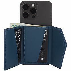 Xcase 2er-Set Kartenhalter & Geldbörse für iPhone, MagSafe, blau & braun Xcase Kartenhalter-Wallet für iPhone mit MagSafe, klappbar, für 3 Karten
