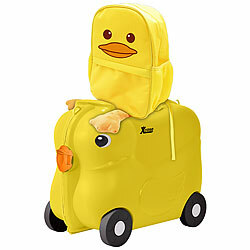 Xcase Set aus Kinder-Aufsitzkoffer und Rucksack, Motiv "Küken", gelb Xcase 2er-Sets: Kinderkoffer zum Draufsitzen und passender Rucksack, Duck