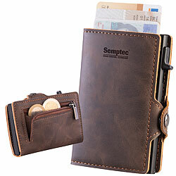 Semptec Urban Survival Technology RFID-Kartenetui mit Münz- und Scheinfach, braun Semptec Urban Survival Technology RFID-Etuits für Karten und Geldscheine
