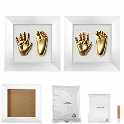 Your Design 2er-Set 3D-Abform-Sets Baby-Hand & Fußabdruck mit Holzrahmen, 24x24 cm Your Design Holz Bilderrahmen mit 3D Abform-Komplett-Sets 