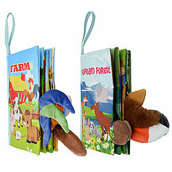 Playtastic 2er-Set 3D-Stoffbücher "Bauernhof" & "Wald" für Babys (0 - 6 Monate) Playtastic 3D-Stoffbücher für Babys 