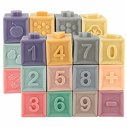 Playtastic 24er-Set Bausteine mit verschiedenen Texturen, ab 6 Monaten, BPA-frei Playtastic Silikon-Bausteine mit Texturen