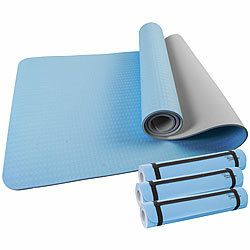 newgen medicals 4er-Set doppelseitige TPE-Yoga- & Gymnastikmatten, Tragegurt, 183x61cm newgen medicals Yoga- und Gymnastikmatten aus TPE
