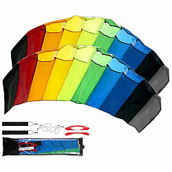 Playtastic 2er-Set Regenbogen-Lenkdrachen für Kinder ab 8 Jahren, Zweileiner Playtastic Lenkdrachen