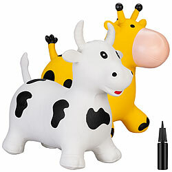 Playtastic 2er-Set aufblasbare Hüpftiere "Kuh" & "Giraffe",für Kinder ab 3 Jahren Playtastic Aufblasbare Hüpftiere