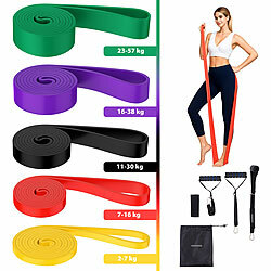 PEARL sports Fitnessbänder-Set, 5 Stärken, mit Türanker und 2 Griffen PEARL sports Fitnessbänder