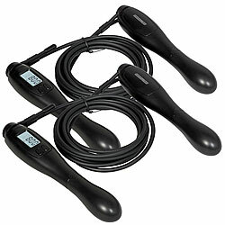 PEARL sports 2er-Set längenverstellbare Springseile, LCD-Zähler, bis 3 m PEARL sports Längenverstellbare Springseile mit LCD-Zähler 