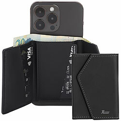 Xcase 2er-Set Kartenhalter & Geldbörse f. iPhone, MagSafe, 4 Karten, schwarz Xcase Kartenhalter-Wallet für iPhone mit MagSafe, klappbar, für 3 Karten