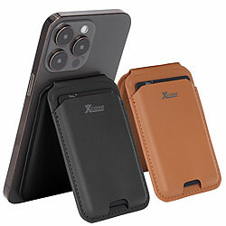 Xcase 2er-Set Kartenhalter für iPhone, MagSafe-kompatibel, schwarz & braun Xcase Kartenhalter-Wallet für iPhone mit MagSafe, klappbar, für 3 Karten 