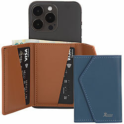 Xcase 2er-Set Kartenhalter & Geldbörse für iPhone, MagSafe, blau & braun Xcase Kartenhalter-Wallet für iPhone mit MagSafe, klappbar, für 3 Karten