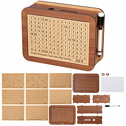 infactory Motivations- & Ziel-Spardose aus Holz mit Stickern und Markern infactory 