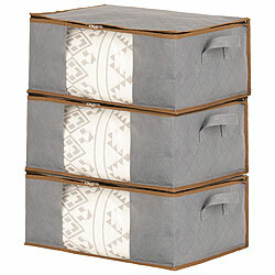 infactory 3er-Set faltbare Aufbewahrungstaschen mit durchsichtigen Fenstern infactory Unterbett Aufbewahrungstaschen