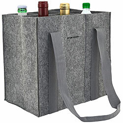 PEARL Filz-Flaschen-Tragetasche für 6 Flaschen, je bis 1,5 Liter, hellgrau PEARL Filz-Flaschen-Tragetaschen