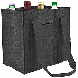 PEARL Filz-Flaschen-Tragetasche für 6 Flaschen, je bis 1,5 Liter, anthrazit PEARL Filz-Flaschen-Tragetaschen
