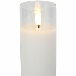 Lunartec 16er-Set LED-Echtwachskerzen im Glas, mit Docht & Fernbedienung, weiß Lunartec Kerzen-Sets mit 4 flammenlosen Kerzen mit Fernbedienung
