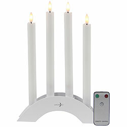 Lunartec 4 Akku-LED-Stabkerzen mit Dochten, Bogen-Ladestation, Timer, weiß Lunartec Akku-LED-Stabkerzen mit Dochten, Bogen-Ladestation und Timer