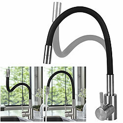 Rosenstein & Söhne Edelstahl-Küchenarmatur, flexibler Auslauf, 360° drehbar, Hochdruck Rosenstein & Söhne Edelstahl-Küchenarmaturen mit flexiblem Silikon-Auslauf, Hochdruck