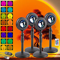 PEARL 4er-Set RGB-LED-Sonnenuntergangslampen, 16 Farben, Fernbedienung PEARL RGB Sonnenuntergangslampen Stimmungslicht, 16 Farben 