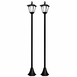 Royal Gardineer 2er-Set Solar-LED-Laternen, PIR-Sensor, Dämmerungssensor, 200lm, 200cm Royal Gardineer Solar-Wegeleuchten im Straßenlaternen-Design mit Dämmerungs- und PIR-Sensor