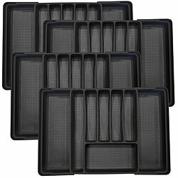 Rosenstein & Söhne 4er-Set Besteckkasten, ausziehbar: 30 auf 52,5 x 33,5 x 5,5 cm Rosenstein & Söhne Ausziehbare Besteckeinsätze für Schubladen, Kunststoff