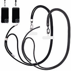 St. Leonhard 2er-Set Handyketten, 160cm, schwarz, silberne/schwarze Applikationen St. Leonhard Modische Halsketten zum Umhängen von Smartphones