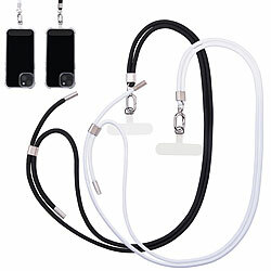 St. Leonhard 2er-Set Handyketten, 160cm, weißes/schwares Band, silberne Applikation St. Leonhard Modische Halsketten zum Umhängen von Smartphones
