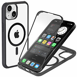Xcase 360°-Schutzhülle für iPhone 14, stoßfest, MagSafe-kompatibel, schwarz Xcase 360°-Ganzkörper-Schutzhüllen für iPhone 14 mit Glas-Displayschutzfolie, MagSafe-kompatibel, stoßfest