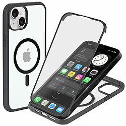 Xcase 360°-Schutzhülle für iPhone 14 Plus, stoßfest, MagSafe-komp., schwarz Xcase 360°-Ganzkörper-Schutzhüllen für iPhone 14 Plus, Glas-Displayschutzfolie, MagSafe-komp., stoßfest