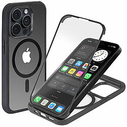Xcase 360°-Schutzhülle für iPhone 15 Pro, stoßfest, MagSafe-komp., schwarz Xcase 360°-Ganzkörper-Schutzhüllen für iPhone 15 Pro, Glas-Displayschutzfolie, MagSafe-komp., stoßfest