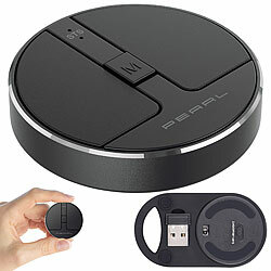 PEARL Ultra flache Mini-Maus mit Scroll-Taste, Bluetooth, Funk,  13,5 g PEARL Geräuscharme Mini-Mäuse mit Bluetooth und USB-Empfänger