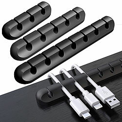 General Office 3er-Set selbstklebende Kabelhalter für 3, 5 und 7 Kabel, schwarz General Office Selbstklebende Kabel-Organizer