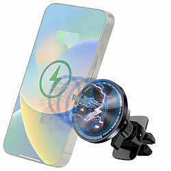 Callstel Mini Kfz-Smartphone-Halterung, MagSafe- & Qi-kompatibel, 15 Watt Callstel KFZ-Lüfter-Handyhalterung, MagSafe kompatibel