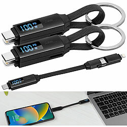 Callstel 2er-Set 3in1-Daten- & Schnellladekabel, 100Watt,PD,OTG,USB C,Lightning Callstel 3in1-Mini-Daten- & Ladekabel 100 W USB-C auf USB-C & Lightning 