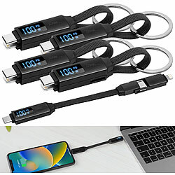 Callstel 4er-Set 3in1-Daten- & Schnellladekabel, 100Watt,PD,OTG,USB-C,Lightning Callstel 3in1-Mini-Daten- & Ladekabel 100 W USB-C auf USB-C & Lightning 